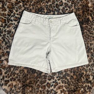 Khaki High Waisted Denim Shorts